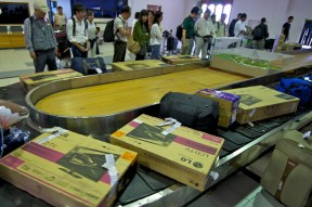 More than half the pieces on the belt were giant LCD TVs