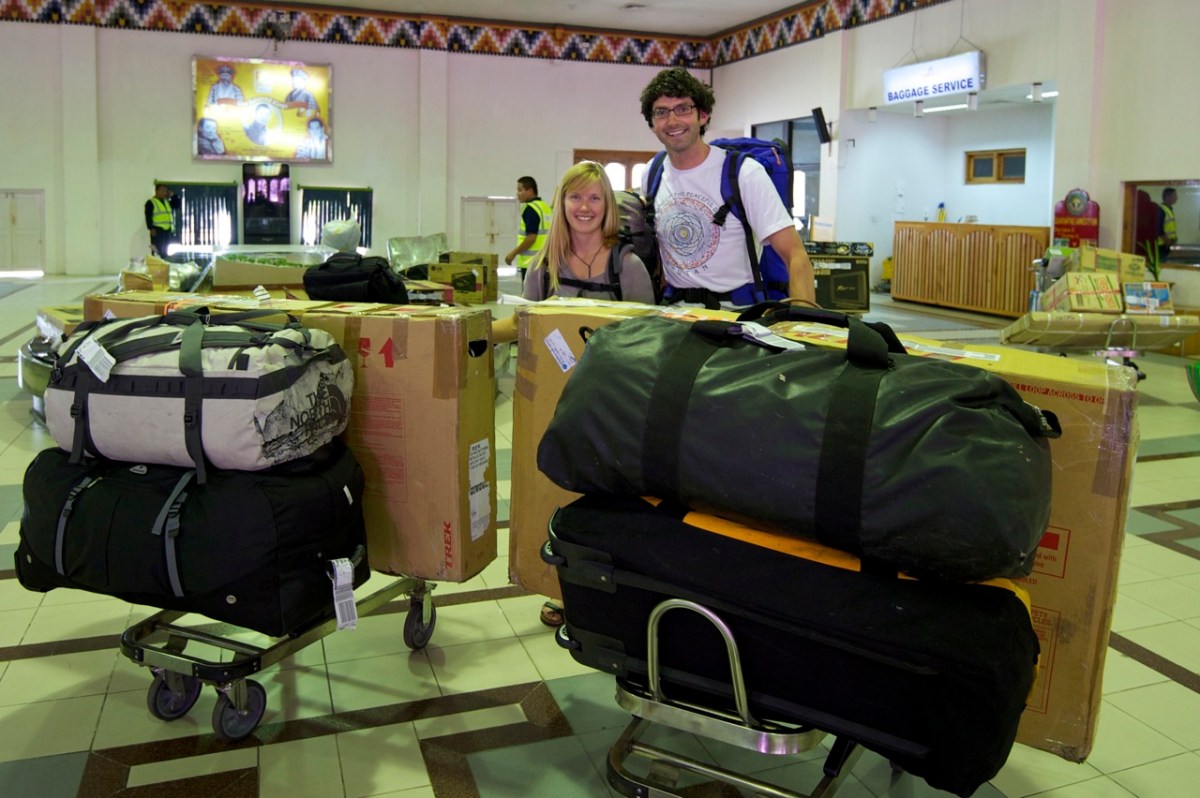 Arriving in Paro with a lot of baggage!