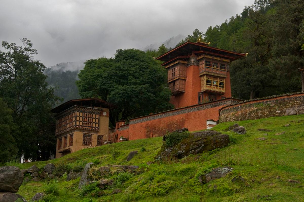 View of the complex from the path below