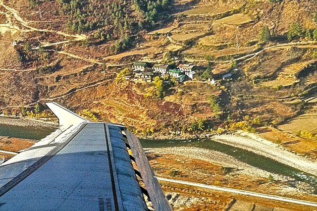 View from the window of the exciting landing in Paro